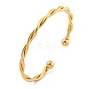 Ion Plating(IP) Twisted 304 Stainless Steel Cuff Bangles for Women BJEW-P331-08G-1