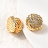 Brass Micro Pave Clear Cubic Zirconia Shell Shape Hoop Earrings EJEW-C158-05G-3