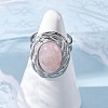 Oval Natural Rose Quartz Finger Rings RJEW-M063-01P-11-2