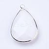 Silver Color Plated Brass Glass Teardrop Pendants GLAA-M006-A-22S-2