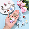 5Pcs Luminous Glow in the Dark Polymer Clay Pave Rhinestone Round Beads with Resin Flower CLAY-YW0002-48-5