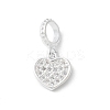 925 Sterling Silver Clear Cubic Zirconia Heart European Dangle Charms LS-STER-H115-07S-1