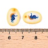 Natural Freshwater Shell Double Face Printed Oval Charms SHEL-T020-05H-3