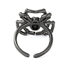 Halloween Spider Brass Rhinestone Open Cuff Rings RJEW-S419-01B-01-3