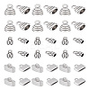 90Pcs 3 Styles Tibetan Style Alloy End Caps TIBE-LP0001-08-1