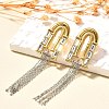 304 Stainless Steel Two Tone Dangle Stud Earrings EJEW-F355-01GP-4