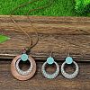 Bohemian Alloy & Wood Pendant Necklaces & Dangle Earrings Sets WG8FC17-03-2