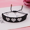 Friendship Heart Loom Pattern Seed Beads Bracelets for Women BJEW-Z013-28-5