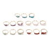 3Pcs Natural Mixed Stone Bead Finger Ring RJEW-JR00855-2