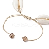 Ocean Theme Adjustable Cowrie Shell & Coconut Braided Bead Bracelets BJEW-JB11461-02-4