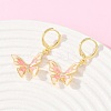 Butterfly Brass Micro Pave Clear Cubic Zirconia Hoop Earrings EJEW-B154-02G-1