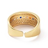 Colorful Cubic Zirconia Rectangle Open Cuff Ring RJEW-C002-03G-3