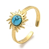 Ion Plating(IP) 304 Stainless Steel Synthetic Turquoise Cuff Rings G-Z056-01G-04-1