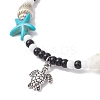 2Pcs 2 Styles Summer Beach Synthetic Turquoise Starfish & Natural Cowrie Shell & Glass Seed Round Beaded Alloy Turtle Charm Anklets X1-AJEW-TA00038-4