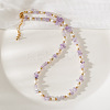 Natural Freshwater Pearl Nuggets and Amethyst Chip Beaded Necklaces for Women FS-WGFF989-01-1