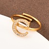304 Stainless Steel Micro Pave Cubic Zirconia Cuff Open Rings RJEW-D336-01G-05-1