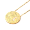 304 Stainless Steel Flat Round Pandant Necklace for Women NJEW-O126-01G-02-4