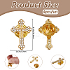 4Pcs Floral Cross Zinc Alloy Rhinestone Lapel Pin Backs for Backpack Clothes JEWB-FH0002-32G-2