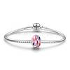 TINYSAND Pink Noble Love Rondelle Rhodium Plated 925 Sterling Silver European Beads TS-C-014-2