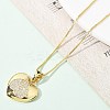Brass Micro Pave Clear Cubic Zirconia Pendant Necklaces for Women LS-NJEW-M084-02G-03-4