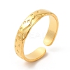 Ion Plating(IP) 304 Stainless Steel Moon & Star Open Cuff Ring for Women RJEW-E063-10G-1