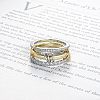 Stainless Steel Micro Pave Clear Cubic Zirconia Stackable Finger Rings WGD96BD-03-1