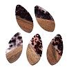 Transparent Resin and Walnut Wood Pendants RESI-T057-05B-1