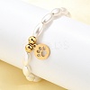 304 Stainless Steel Flat Round with Paw Print Charm Bracelets for Women BJEW-C098-11G-1