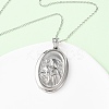 304 Stainless Steel Oval with Virgin Mary Pendant Necklaces for Women NJEW-B149-01P-2