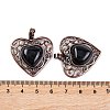 Natural Obsidian Peach Love Heart Pendants G-G158-01-13-3