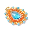 Natural Dyed Magnesite Faceted Round and Glass Seed Beaded Pendants PALLOY-MZ01218-02-3