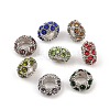 Platinum Plated Alloy Grade A Rhinestone European Beads CPDL-J022-11x6mm-P-1