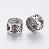 Brass Micro Pave Clear Cubic Zirconia Flat Round European Beads OPDL-P001-42-2