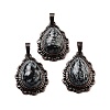 Natural Snowflake Obsidian Teardrop Pendants G-K363-01R-18-1