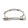 304 Stainless Steel D Shape Bangle with Arrow Screw BJEW-G636-06P-2
