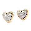 304 Stainless Steel Two Tone Heart Stud Earrings EJEW-M073-09PG-01-2