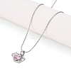 Brass Cubic Zirconia Heart Planet Pendant 304 Stainless Steel Chain Necklaces NJEW-T018-05P-1