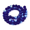 Frosted Transparent Glass Beads Strands GLAA-T032-T8mm-MBB15-2