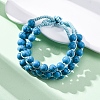 Synthetic Turquoise Round Beaded Multi-strand Bracelets for Men Women BJEW-G743-02F-2