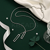 2Pcs 2 Colors 304 Stainless Steel Rectangle Pendant Slider Lariat Necklaces for Women NJEW-HY0001-22-3