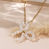 Glass Beaded Bowknot Pendant Necklaces LG8345-3-1
