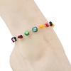 Dyed Natural Shell Nuggets Beaded Chain Anklets AJEW-AN00846-2