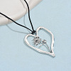 Birth Flower Heart Zinc Alloy Pendant Black Faux Suede Cord Necklaces for Women FS-WGA5BEC-11-1