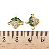 Brass Pave Green & Clear Cubic Zirconia Fruit Connector Charms KK-Z109-01G-03-3