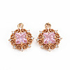 Rack Plating Brass Micro Pave Clear Cubic Zirconia Pendants KK-T060-61-RS-2