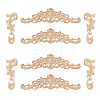 8Pcs 2 Styles Natural Solid Wood Carved Onlay Applique Craft AJEW-DC0001-61-1
