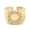 Square Clear Cubic Zirconia Open Cuff Ring RJEW-L121-037G-2