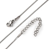 1MM 304 Stainless Steel Round Snake Chain Necklaces NJEW-T016-27P-4