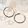 Brass Enamel Twist Ring Hoop Earrings EJEW-P301-01G-B-3