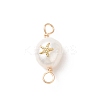 Grade AA Natural Cultured Freshwater Pearl Connector Charms with Golden Tone Alloy Slices PALLOY-JF01996-01-2